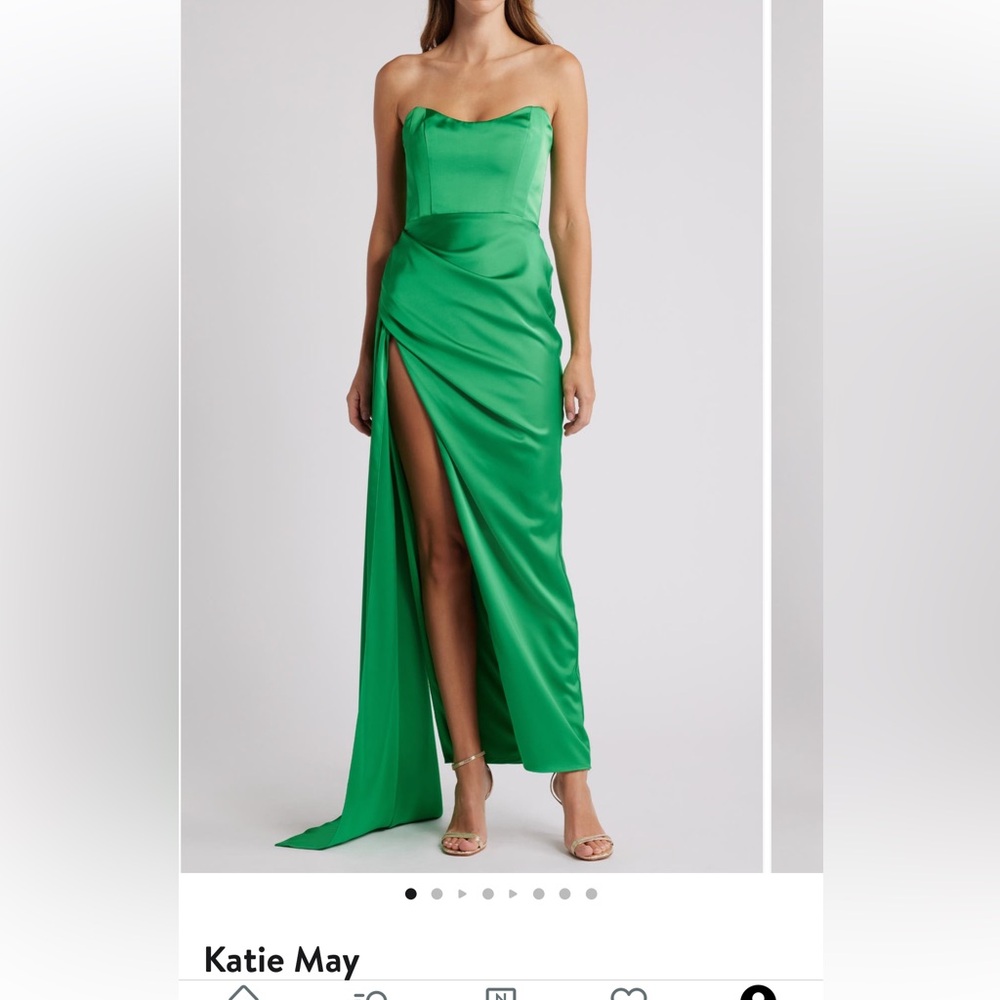 Katie May - Bita Strapless Satin Gown - Emerald